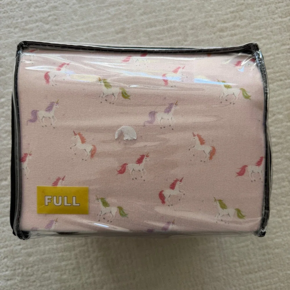 Unicorn Print Heavyweight Flannel Sheet Set Pink 4pc NEW IN PACKAGE Cozy Winter